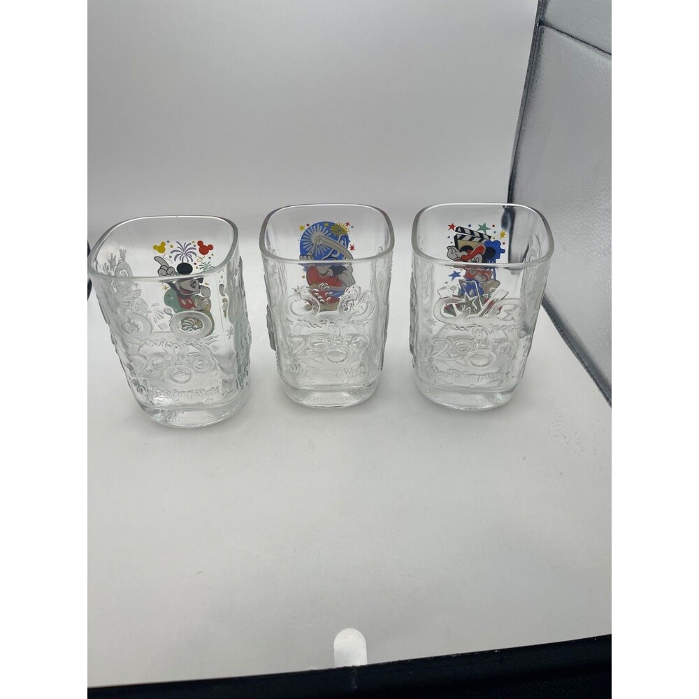 Disney World Celebration Glasses Set of 3 Mickey Epcot Magic Kingdom